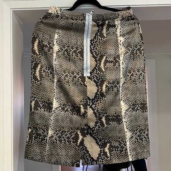ERDEM Ari snake printed pencil skirt w/ blue lace panel, silk lining - US 8 - Picture 6 of 15